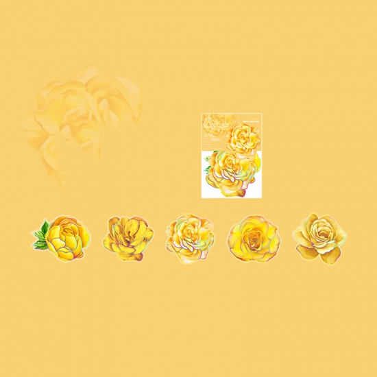 Picture of 1 Set ( 10 PCs/Set) PET DIY Scrapbook Deco Stickers Yellow Flower