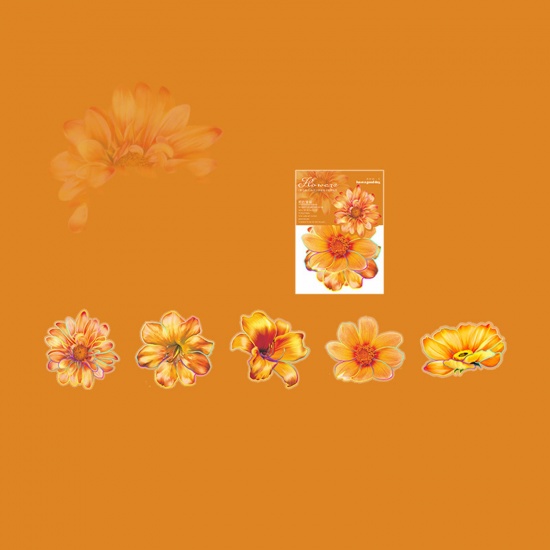 Picture of 1 Set ( 10 PCs/Set) PET DIY Scrapbook Deco Stickers Orange Flower