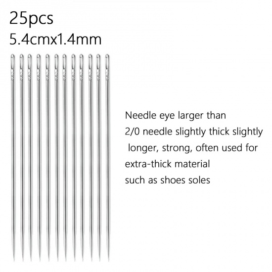 Picture of 4 Packets(25 PCs/Packet, Total 100 PCs) Stainless Steel Sewing Needles Silver Tone 5.4cm