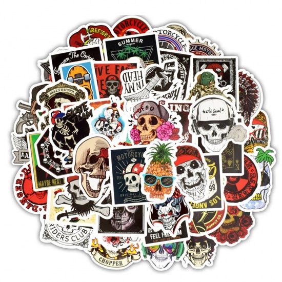 1 Set ( 50 PCs/Set) PVC Halloween DIY Scrapbook Deco Stickers Multicolor Skull の画像