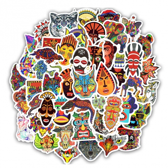 1 Set ( 50 PCs/Set) PVC Ethnic DIY Scrapbook Deco Stickers Multicolor の画像