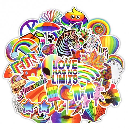 1 Set ( 50 PCs/Set) PVC DIY Scrapbook Deco Stickers Multicolor Rainbow の画像