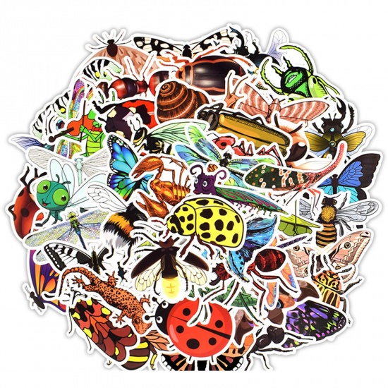 1 Set ( 50 PCs/Set) PVC DIY Scrapbook Deco Stickers Multicolor Insect の画像