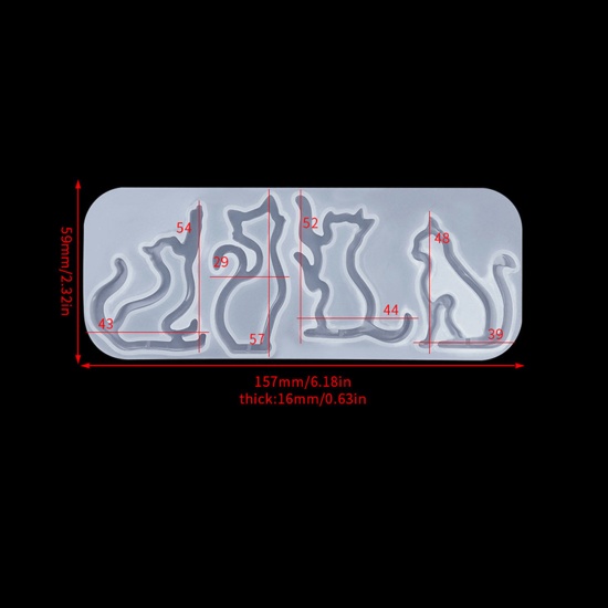 Immagine di 1 Pz Silicone Stampo in Resina per la Decorazione Domestica Fai-Da-Te Gatto Bianco 15.7cm x 5.9cm