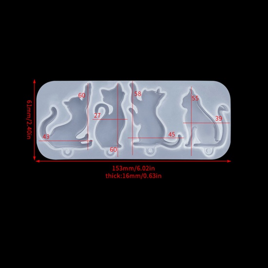 Immagine di 1 Pz Silicone Stampo in Resina per la Decorazione Domestica Fai-Da-Te Gatto Bianco 15.3cm x 6.1cm