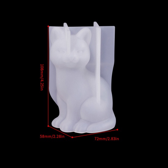 Immagine di 1 Pz Silicone Stampo in Resina per la Produzione di Sapone per Candele Fai-Da-Te Gatto Bianco 10.8cm x 7.2cm