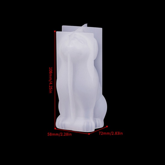 Picture of 1 Piece Silicone Resin Mold For Candle Soap DIY Making Dog Animal White 10.8cm x 7.2cm