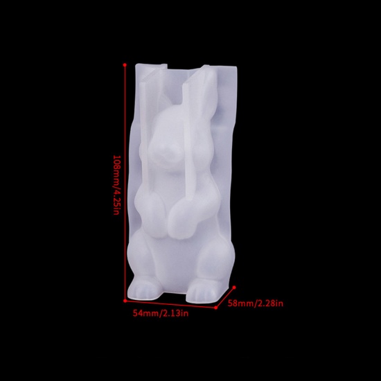 Picture of 1 Piece Silicone Resin Mold For Candle Soap DIY Making Rabbit Animal White 10.8cm x 5.8cm