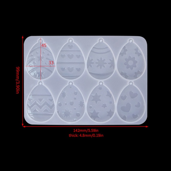 Immagine di 1 Piece Silicone Resin Mold For Keychain Necklace Earring Pendant Jewelry DIY Making Easter Egg White 14.2cm x 9.9cm