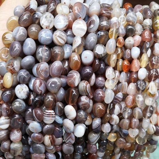 Picture of 1 Strand (Approx 45 PCs/Strand) Agate ( Natural ) Loose Beads For DIY Charm Jewelry Making Irregular About 8mm Dia.