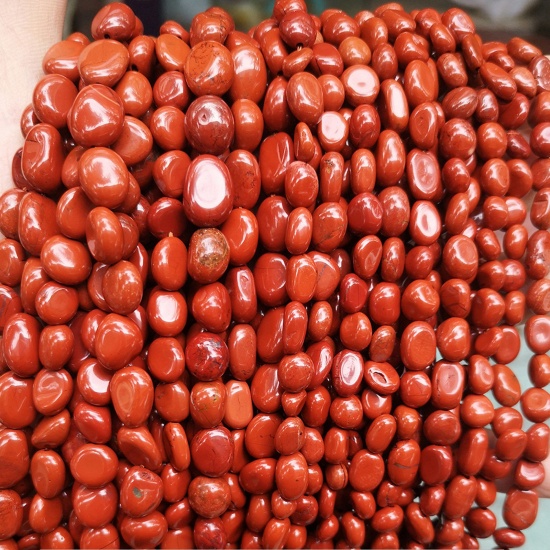 Immagine di 1 Filo (Circa 65 - 45 Pz/Treccia) Pietra ( Naturale ) Perline per la Creazione di Gioielli con Ciondoli Fai-da-te Rosso Irregolare 6mm-8mm Dia.