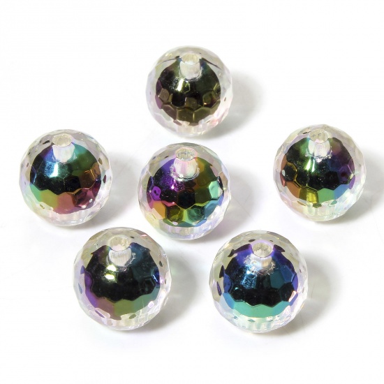 Picture of 10 PCs Acrylic Beads For DIY Charm Jewelry Making Black Round Beads in Bead About 16mm Dia., Hole: Approx 2.5mm