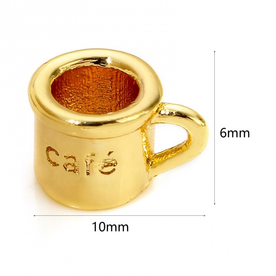 Immagine di 2 Pz Ottone Charms Tazza Placcato Oro 18K 3D 10mm x 6mm