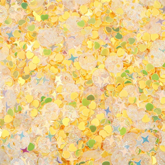 Picture of 1 Packet PET Sequins Paillettes At Random Mixed Yellow 3mm-6mm