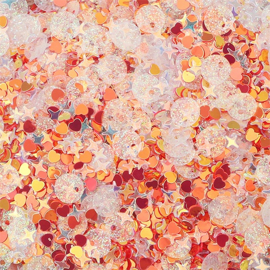 Picture of 1 Packet PET Sequins Paillettes At Random Mixed Red 3mm-6mm