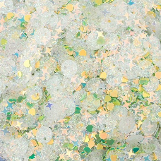 1 Packet 3-6mm PET Sequins Paillettes Sewing Clothes Decoration Nail Material DIY  Accessory At Random Mixed Green の画像
