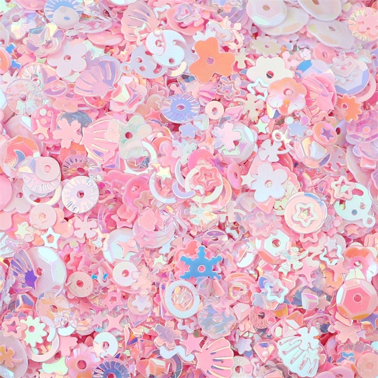 1 Packet 3-10mm PET Sequins Paillettes Sewing Clothes Decoration Nail Material DIY  Accessory At Random Mixed Pink の画像