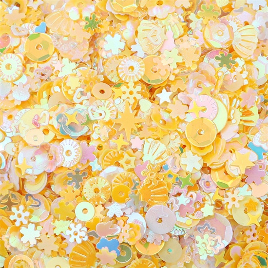 Picture of 1 Packet PET Sequins Paillettes At Random Mixed Yellow 3mm - 10mm
