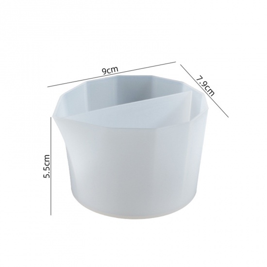 Image de 1 Piece 2 Grids Silicone Silicone Distributing Cup Liquid Pigment Resin Color Mixing Cup Resin Cup for DIY Epoxy Resin Crafts Making Tools White 9cm x 7.9cm