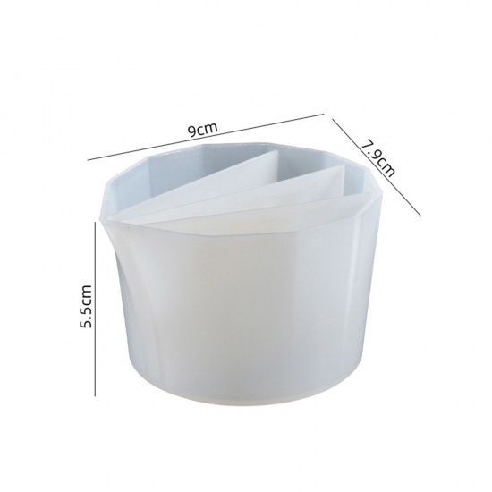 Immagine di 1 Pz 4 Compartimento Silicone Tazza Distributrice Per Miscelazione Di Pigmenti Liquidi Per Attrezzi Per La Produzione Di Mestieri In Resina Epossidica Fai-da-te Bianco 9cm x 7.9cm
