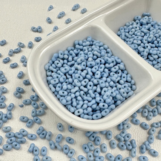 Picture of 10 Grams (Approx 20 PCs/Gram) Acrylic Farfalle Seed Beads Peanut Blue About 6.5mm x 4mm, Hole: Approx 1.2mm