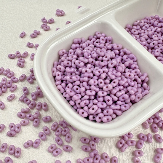 Picture of 10 Grams (Approx 20 PCs/Gram) Acrylic Farfalle Seed Beads Peanut Purple About 6.5mm x 4mm, Hole: Approx 1.2mm