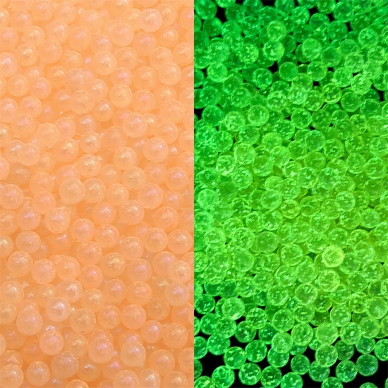 Picture of 30 Grams (Approx 2100 PCs/Packet) Glow In The Dark Glass Seed Beads Round Orange Bubble No Hole About 2mm - 2.5mm Dia.