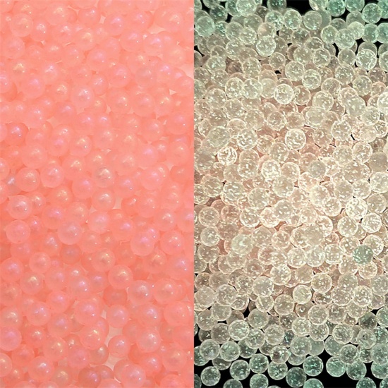 Immagine di 30 Grammi ( 2100 Pz/Pacchetto) Vetro Seme Baglie nel buio Seme Perline Tondo Arancione Rosa Bolla Senza Foro Per 2mm - 2.5mm Dia.