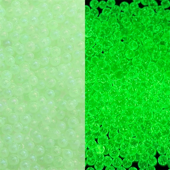 Immagine di 30 Grammi ( 2100 Pz/Pacchetto) Vetro Seme Baglie nel buio Seme Perline Tondo Verde Bolla Senza Foro Per 2mm - 2.5mm Dia.