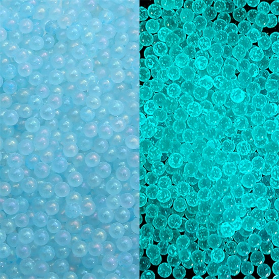 Immagine di 30 Grammi ( 2100 Pz/Pacchetto) Vetro Seme Baglie nel buio Seme Perline Tondo Blu Bolla Senza Foro Per 2mm - 2.5mm Dia.