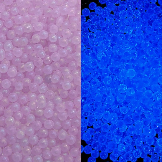 Picture of 30 Grams (Approx 2100 PCs/Packet) Glow In The Dark Glass Seed Beads Round Purple Bubble No Hole About 2mm - 2.5mm Dia.