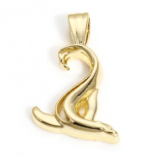Picture of 1 Piece Brass Ocean Jewelry Charms 14K Real Gold Plated Fish Animal 20mm x 12mm