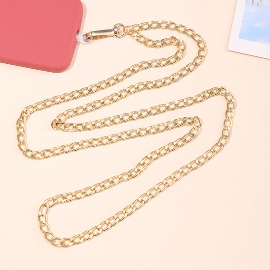Immagine di 1 PCs Iron Based Alloy Curb Link Chain Cell Phone Lanyards Strap Gold Plated 125cm long