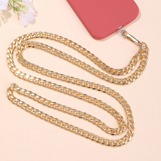 Immagine di 1 PCs Aluminum Curb Link Chain Cell Phone Lanyards Strap Gold Plated 125cm long