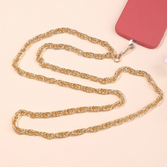 Immagine di 1 PCs Aluminum Double Link Curb Chain Cell Phone Lanyards Strap Gold Plated 125cm long