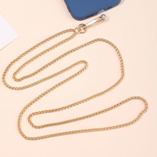 Immagine di 1 PCs Iron Based Alloy Braided Rope Chain Cell Phone Lanyards Strap Gold Plated 125cm long