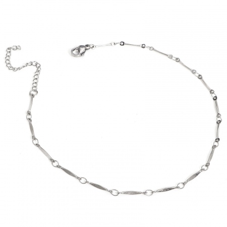 Bild von Großhandel 304 Edelstahl Twist-Kette Fußketten, Silberfarbe Frauen Minimalistisch Geschenk Schmuckbedarf, 24cm lang, Kettengröße: 1.5mm, 1 Strang