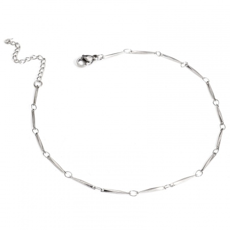 Bild von Großhandel 304 Edelstahl Twist-Kette Fußketten, Silberfarbe Frauen Minimalistisch Geschenk Schmuckbedarf, 24.5cm lang, Kettengröße: 1.4mm, 1 Strang