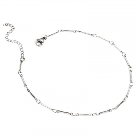 Bild von Großhandel 304 Edelstahl Twist-Kette Fußketten, Silberfarbe Frauen Minimalistisch Geschenk Schmuckbedarf, 24.5cm lang, Kettengröße: 1.3mm, 1 Strang