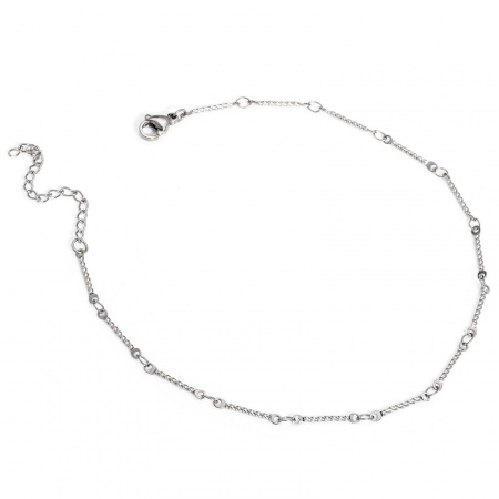 Bild von Großhandel 304 Edelstahl Twist-Kette Fußketten, Silberfarbe Frauen Minimalistisch Geschenk Schmuckbedarf, 24.5cm lang, Kettengröße: 1.2mm, 1 Strang