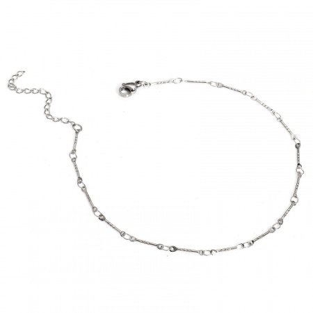Bild von Großhandel 304 Edelstahl Twist-Kette Fußketten, Silberfarbe Frauen Minimalistisch Geschenk Schmuckbedarf, 24.5cm lang, Kettengröße: 1mm, 1 Strang