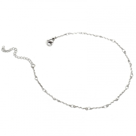Bild von Großhandel 304 Edelstahl Twist-Kette Fußketten, Silberfarbe Frauen Minimalistisch Geschenk Schmuckbedarf, 24.5cm lang, Kettengröße: 2mm, 1 Strang