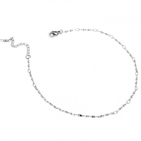 Bild von Großhandel 304 Edelstahl Twist-Kette Fußketten, Silberfarbe Frauen Minimalistisch Geschenk Schmuckbedarf, 25.5cm lang, Kettengröße: 1.4mm, 1 Strang