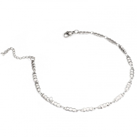 Bild von Großhandel Herz 304 Edelstahl Handgefertigte Gliederkette Fußketten, Silberfarbe Frauen Minimalistisch Geschenk Schmuckbedarf, 25cm lang, Kettengröße: 3.5mm, 1 Strang