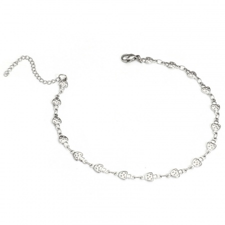 Bild von Großhandel Pilz 304 Edelstahl Handgefertigte Gliederkette Fußketten, Silberfarbe Frauen Minimalistisch Geschenk Schmuckbedarf, 25cm lang, Kettengröße: 5mm, 1 Strang