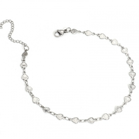 Bild von Großhandel Herz 304 Edelstahl Handgefertigte Gliederkette Fußketten, Silberfarbe Frauen Minimalistisch Geschenk Schmuckbedarf, 25cm lang, Kettengröße: 5mm, 1 Strang