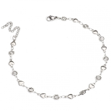 Bild von Großhandel Hexagon 304 Edelstahl Handgefertigte Gliederkette Fußketten, Silberfarbe Frauen Minimalistisch Geschenk Schmuckbedarf, 25.5cm lang, Kettengröße: 5mm, 1 Strang