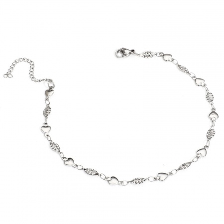 Bild von Großhandel Marquise 304 Edelstahl Handgefertigte Gliederkette Fußketten, Silberfarbe Frauen Minimalistisch Geschenk Schmuckbedarf, 24.5cm lang, Kettengröße: 5mm, 1 Strang