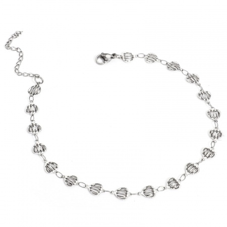 Bild von Großhandel Herz 304 Edelstahl Handgefertigte Gliederkette Fußketten, Silberfarbe Frauen Minimalistisch Geschenk Schmuckbedarf, 25cm lang, Kettengröße: 7mm, 1 Strang