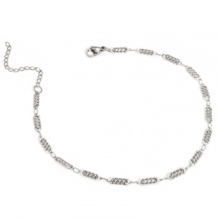 Bild von Großhandel Rechteck 304 Edelstahl Handgefertigte Gliederkette Fußketten, Silberfarbe Frauen Minimalistisch Geschenk Schmuckbedarf, 25cm lang, Kettengröße: 3.5mm, 1 Strang
